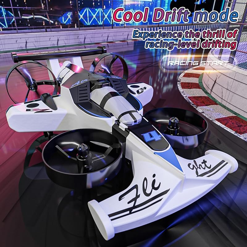 2-in-1 Flying Car & Stunt Drone, Racing Drift Aircraft 2in1 RC Quadcopter & Flying Car Toys Small Micro Indoor Remote Control Flying Car Toy - Image 5