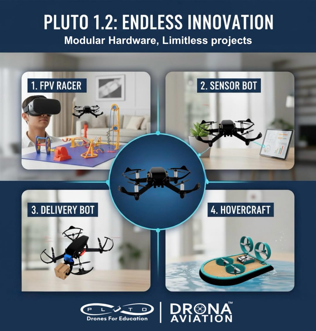 Drone Pluto 1.2 DIY Nano Drone Kit, Educational STEM, Crash-Resistant, Smartphone Controlled, Coding with Pluto Blocks And IDE, 25+ Projects - Image 8