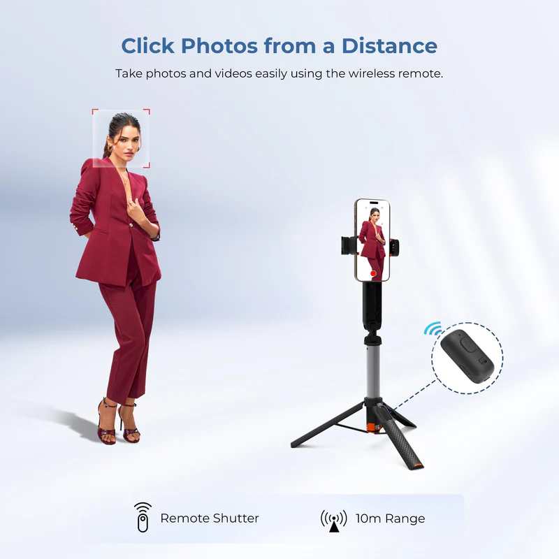 Digitek DTR 470SS Foldable Tripod Selfie Stick, Wireless Remote And 3 Leg Tripod Base, 4.67 Ft Max Height, 360 Degree, Smartphone for Vlogging, Reels - Image 3