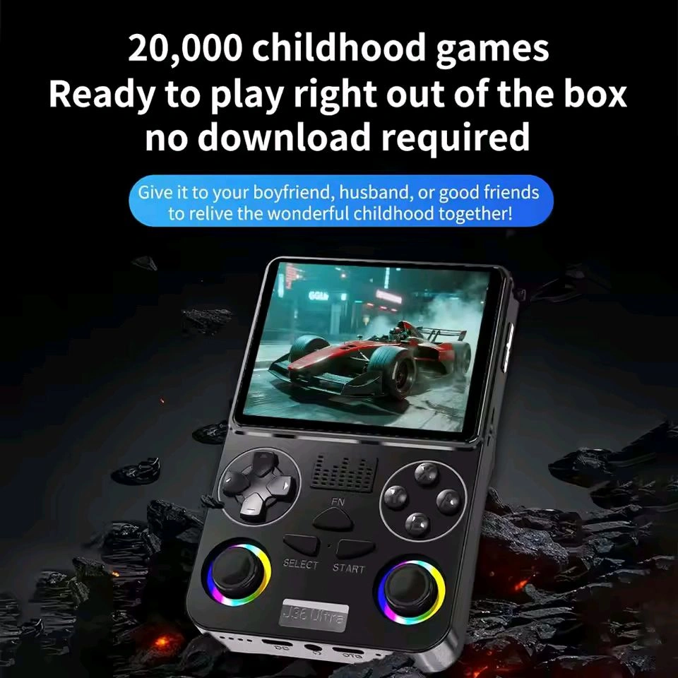 J36 Ultra Retro Handheld Game Console WIFI 3.5" IPS Screen,20000+ Classic Games,64G TF Card, 3000mAh Battery,Portable Gaming Player for Travel,Gift for Teen or Partner Black - Image 3