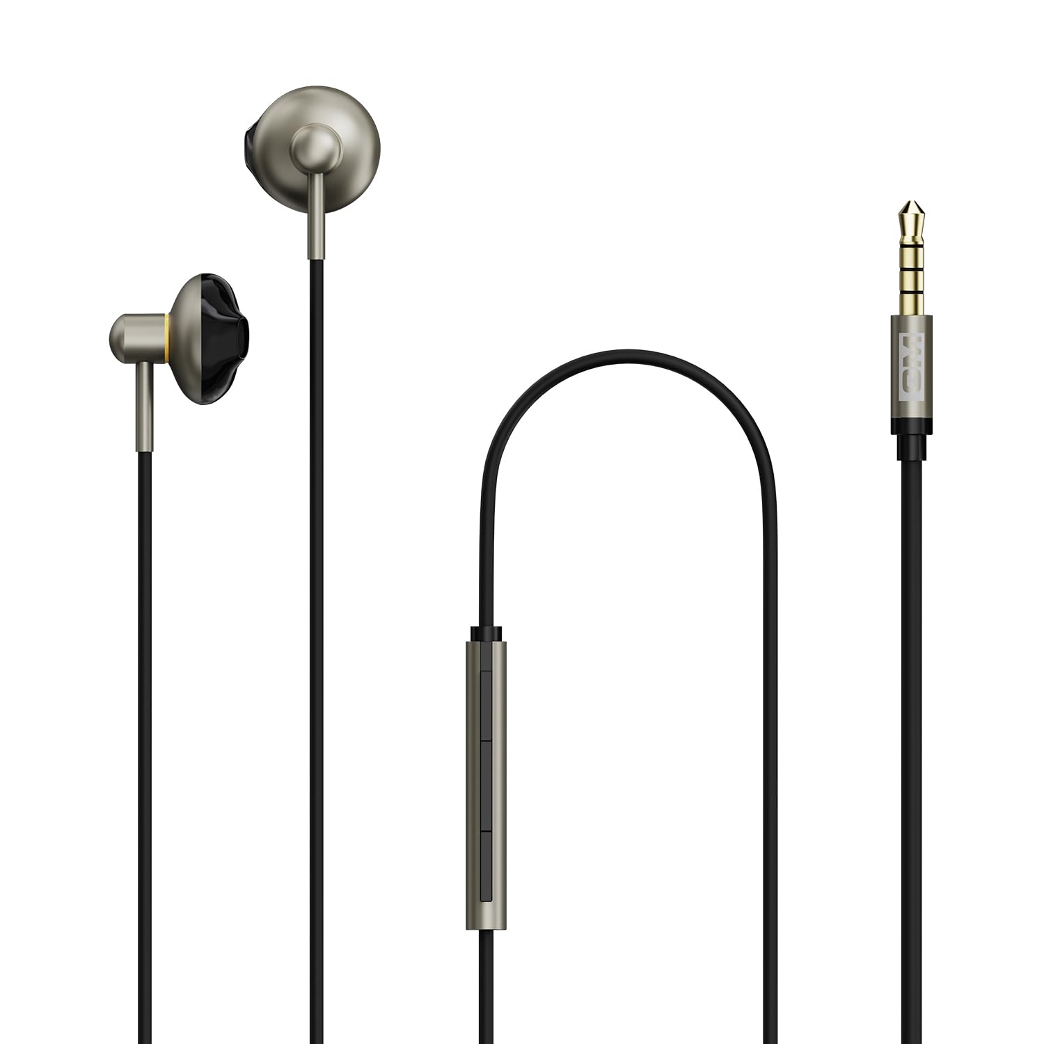 GM G+ Wired Earphone 14mm Dynamic Drivers, Built-in Mic, Stable, HD Calls,Half-in Ear Design,Inline Calling Mic Volume Control Lightweight TPE Wire - Image 1