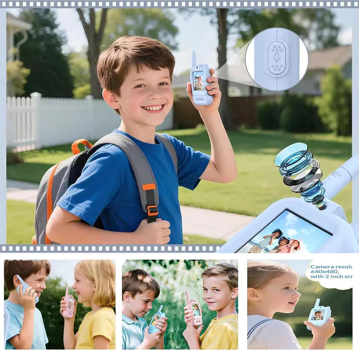 Video Walkie Talkie for Kids, Rechargeable, 2 PCS Pack, 2-Inch Screen, 2-Way Real-Time Video Call 1000FT Range, Indoor Outdoor HD Camera Multicolor - Image 12