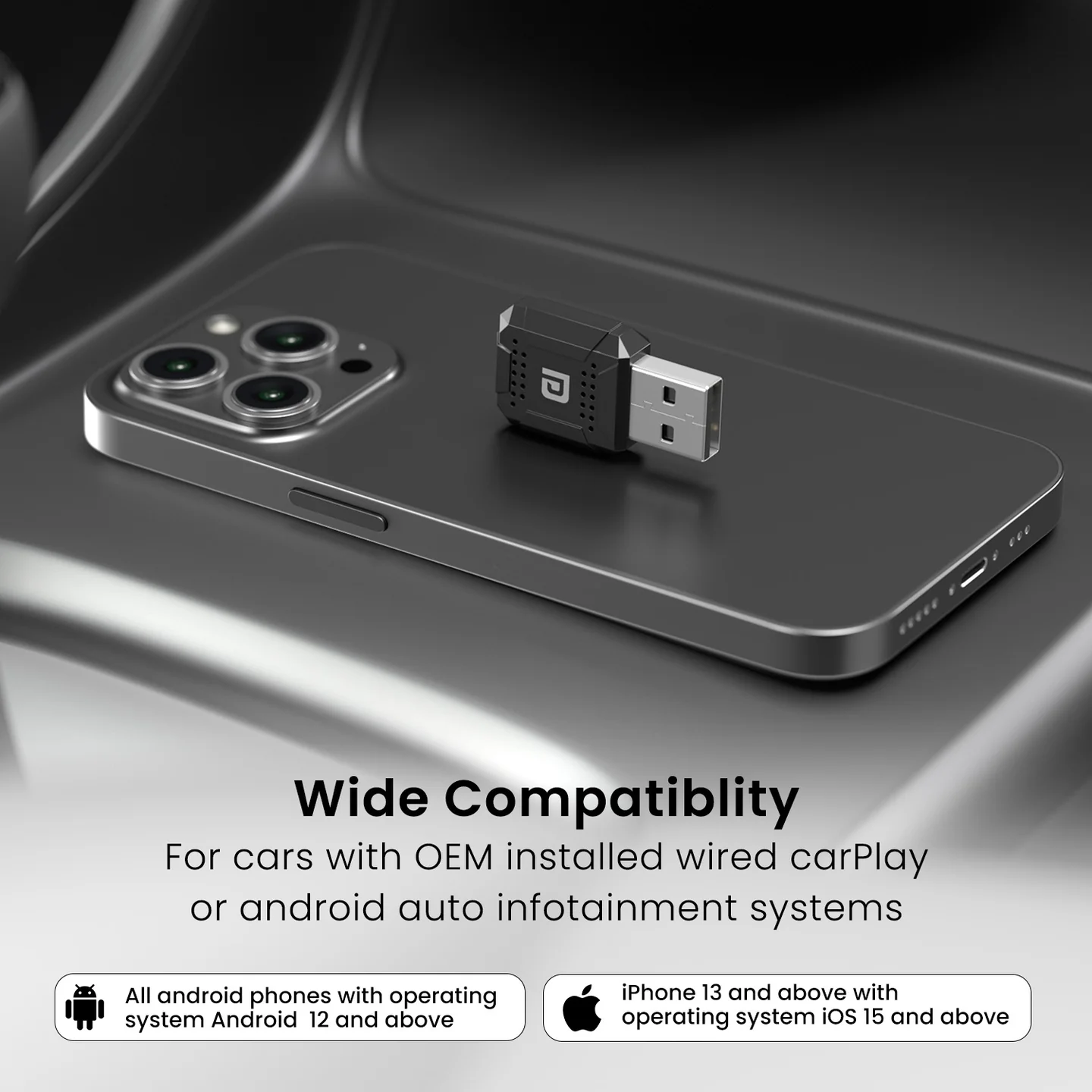 Portronics POR 3328 Tune Lite Wireless Car Receiver, Converts Wired to Wireless, Plug & Play, Android 12+ & iOS 15+ - Image 2