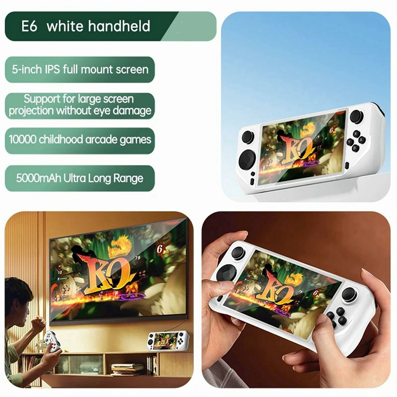E6 Handheld Game Console Video Game Portable Game 5-Inch IPS Screen With 10+ Emulators And 10000+Retro Games Gamebox PSP PS1 N64  Multicolor - Image 6