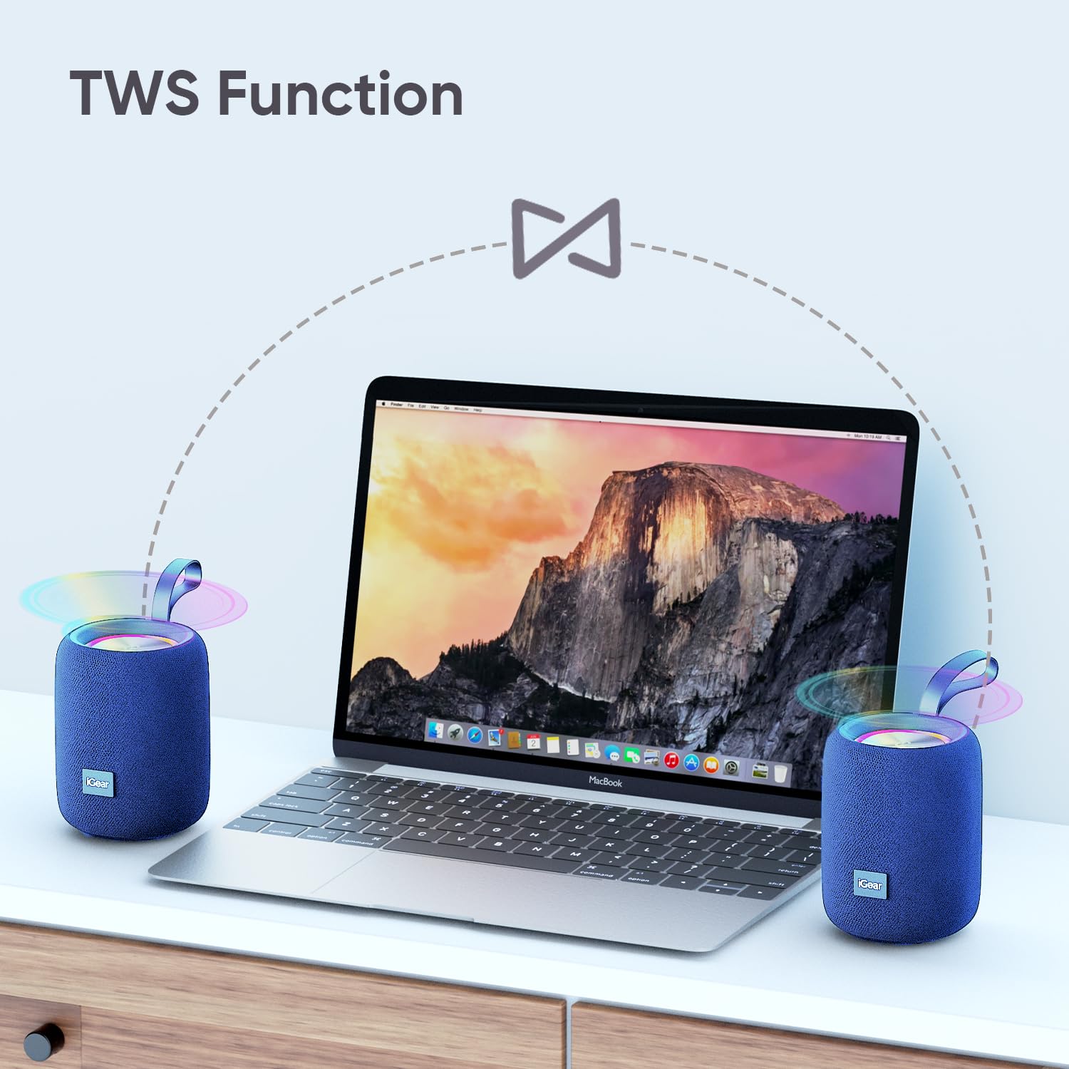 IGear Roll 10W Portable Bluetooth Speaker-Immersive 360-Degree Surround, RGB Lights, 7-Hour Playtime, Splashproof, True Wireless Stereo (TWS) Blue - Image 7