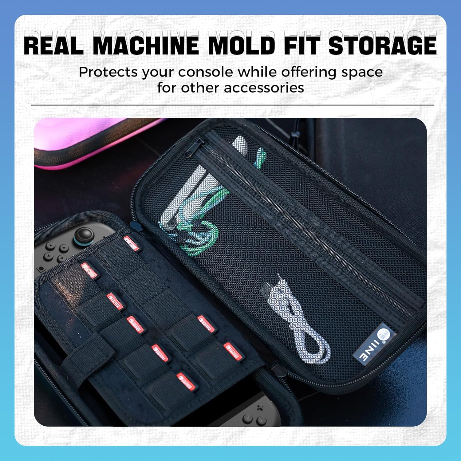 IINE Carry Case for Switch 2 Console, Protective Hard Shell Travel Storage Pouch with Mesh Bag, Durable Protective Bag Switch 2 Accessories EVA Case, BLACK L1066 - Image 3