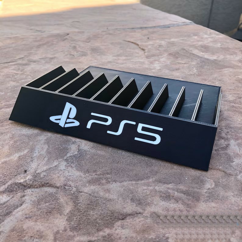 Game Case Stand For 10 Discs for PS4 PS5 Xbox Game Discs, 3D Printed Black, Playstation, Game stand, Game collector, Stand, PS - Image 1