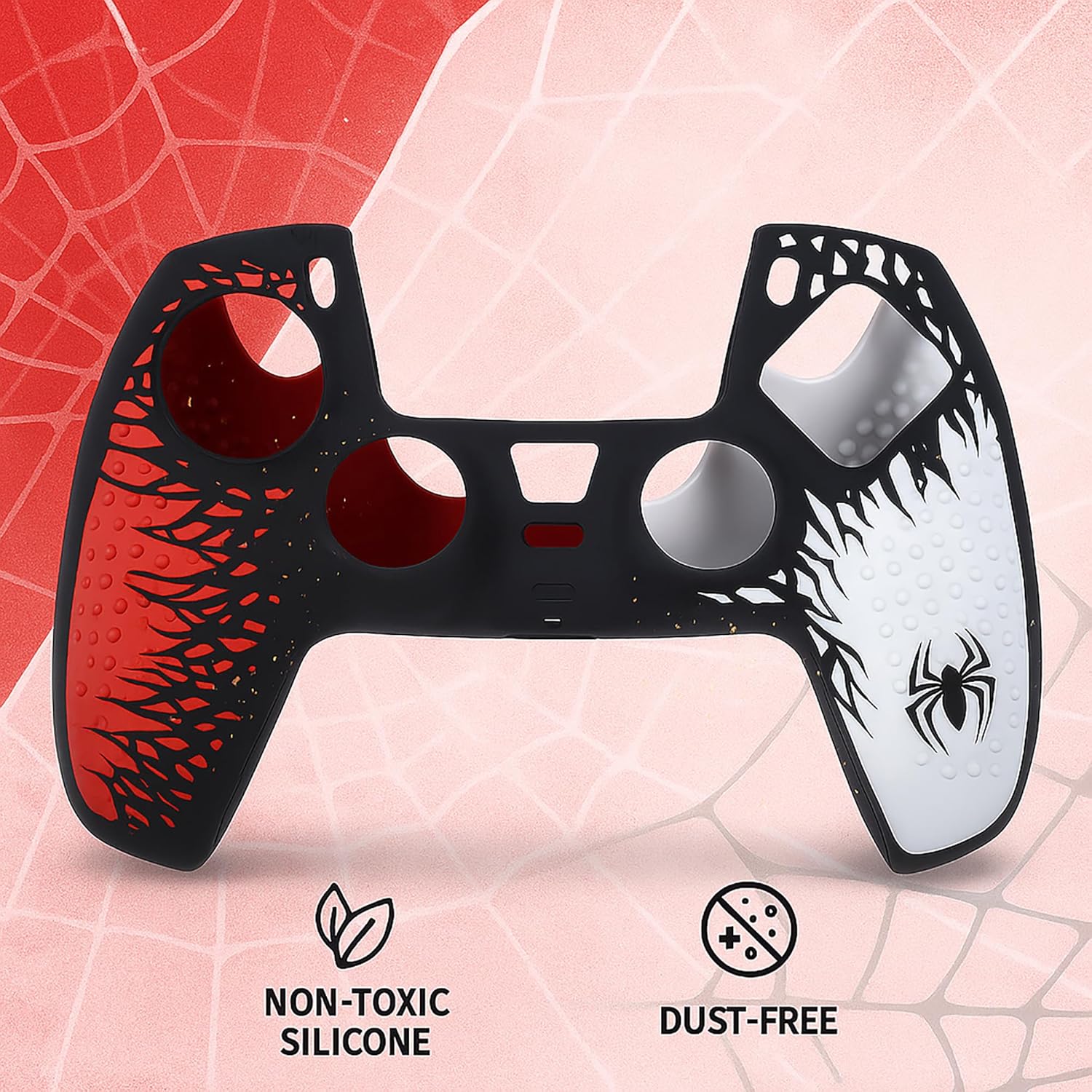 Deadskull PS5 Controller Silicone Case Spiderman Red theme 2 Thumb Caps, Touch Pad Skin - Image 3