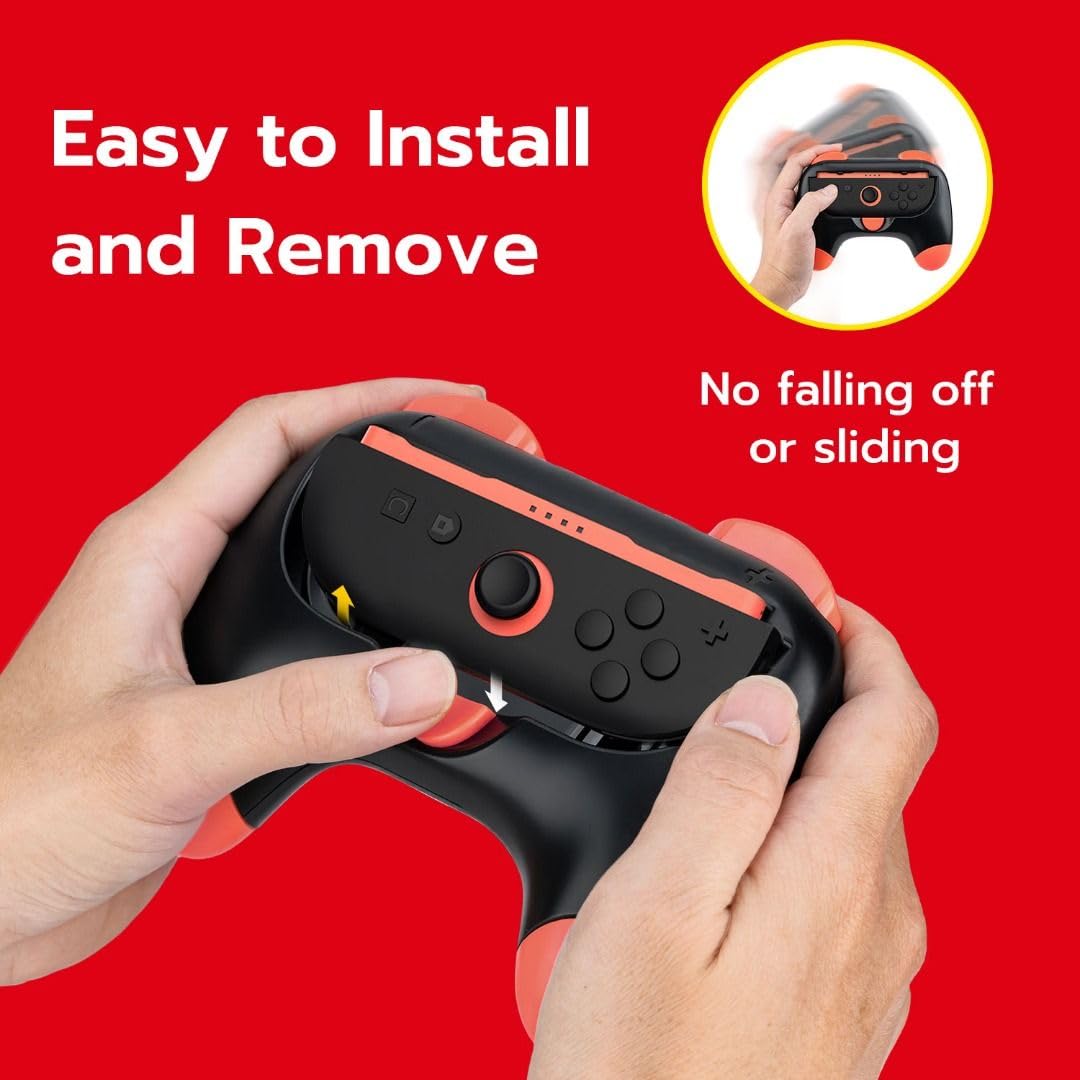 Dobe Nintendo Switch 2 JoyCon controller handle grip Left and right small handle grip Ergonomic JoyCon Controller Grips - Black Red+Black Blue - Image 8