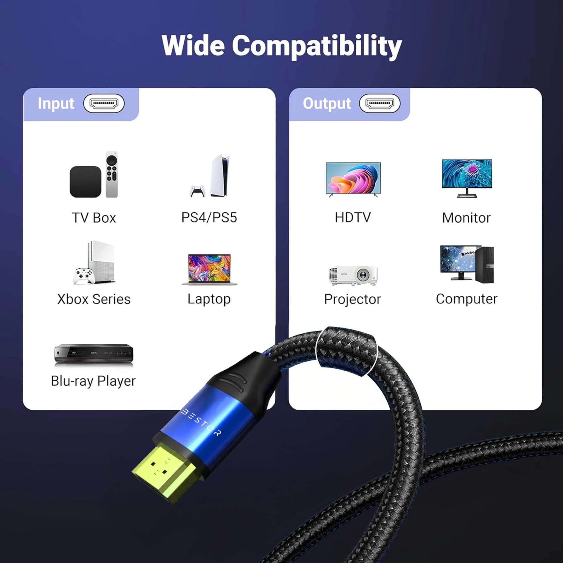 Hoc Technologies HDMI Cable 4K Braided Cables 2.0 Cables 1.5 Meter - Image 5
