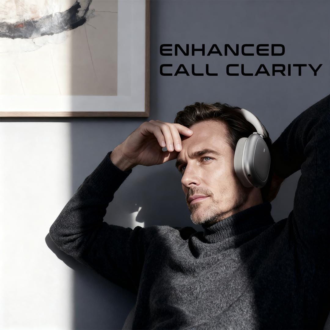Lenyes LH62 ANC Noise Cancelling Headphones, Bluetooth 6.0, 40mm Drivers, 32Hr Battery, 180Hr Standby, Foldable, Game and Music Mode, Audio App Silver - Image 6