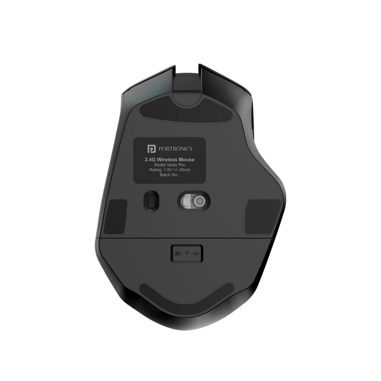 Portronics POR 2385 Vader Pro Wireless Gaming Mouse, 2.4 GHz Receiver, 6 Buttons, Thumb Support, High-Precision Tracking, Ergonomical, Midnight Black - Image 4