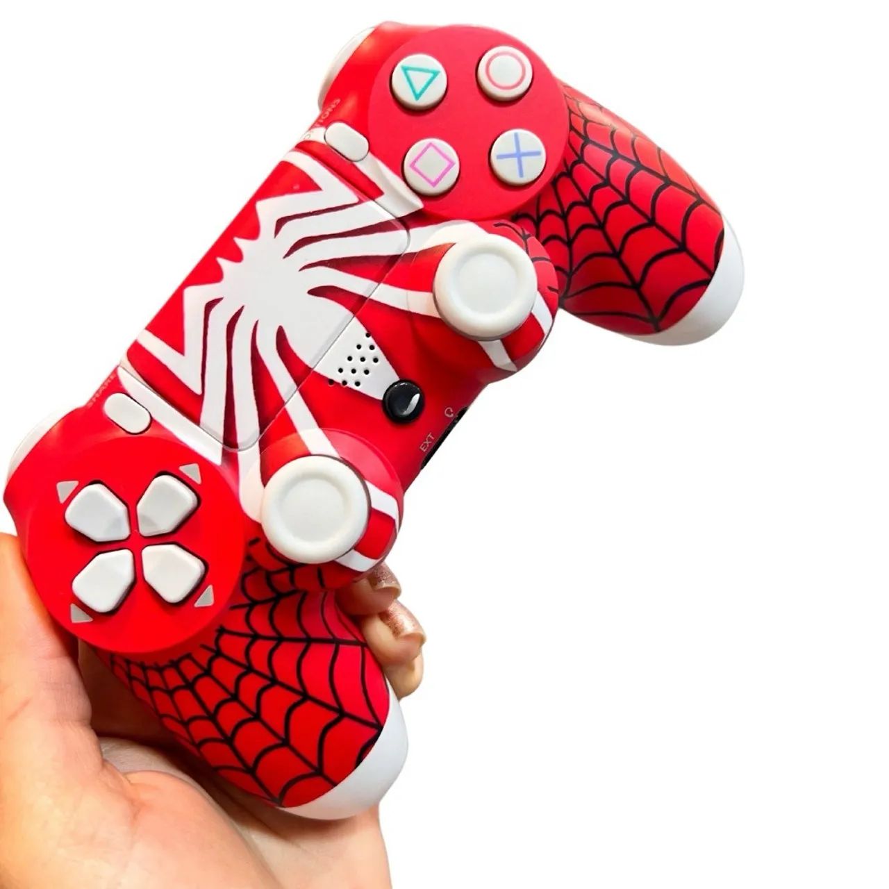 Compatible Dualshock 4 PS4 Wireless Controller Spiderman Print Red for PS4 - Image 1