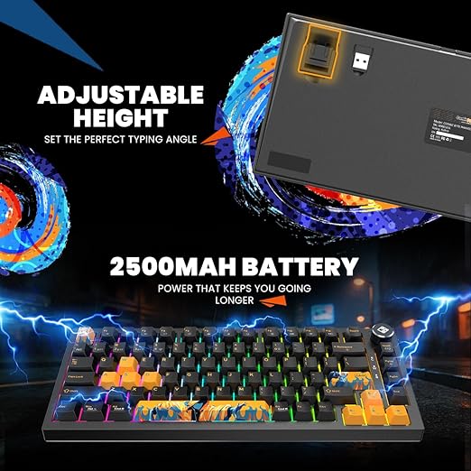 Cosmic Byte Phantom TKL Tri- Mode 2.4GHz + Bluetooth + Wired 5-PIN Hot Swap Mechanical Keyboard Black - Image 3
