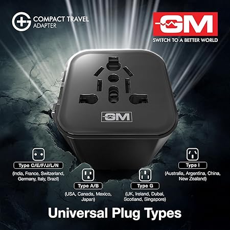 GM G+ Compact Travel Adapter Universal All-in-One Worldwide Plugs - Image 3