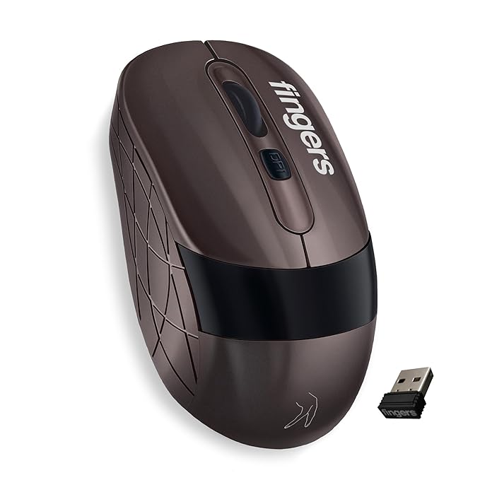 FINGERS AeroGrip Wireless Mouse with 2.4 GHz USB Receiver, Intelligent Auto Power Save Mode, Compatible with Windows, Mac & Linux - Image 1