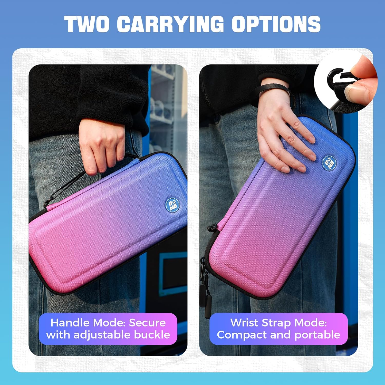 IINE Carry Case for Switch 2 Console, Protective Hard Shell Travel Storage Pouch with Mesh Bag, Durable Protective Bag Switch 2 Accessories EVA Case, Gradient Purple L1068 - Image 4