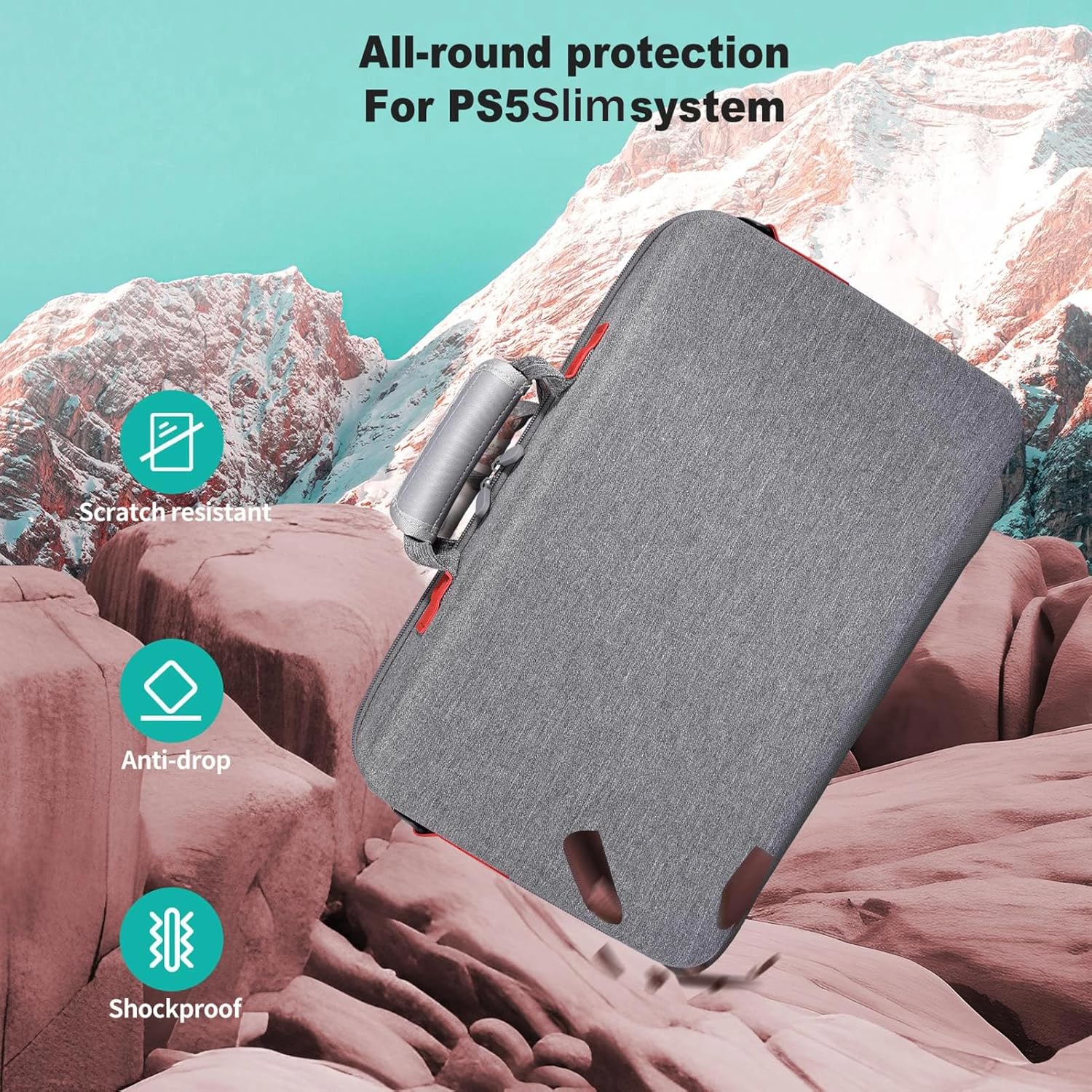 PS5 Slim Carrying Travel case Console Gamepad Controller Headphone Travel Bag, Playstation 5 Slim Accessories Grey - Image 3
