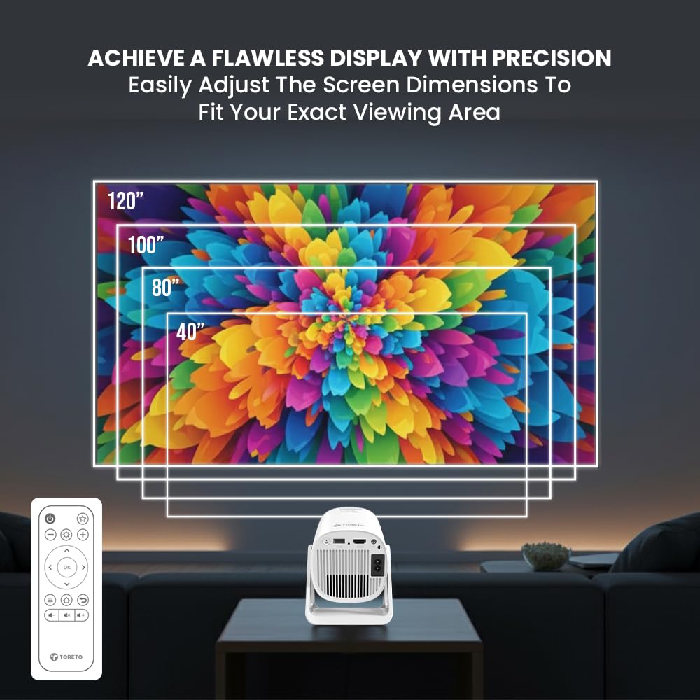 Toreto Prismo Full HD 1080P Smart Projector with WiFi Miracast (Android 12), 150 ANSI Lumens. - Image 6