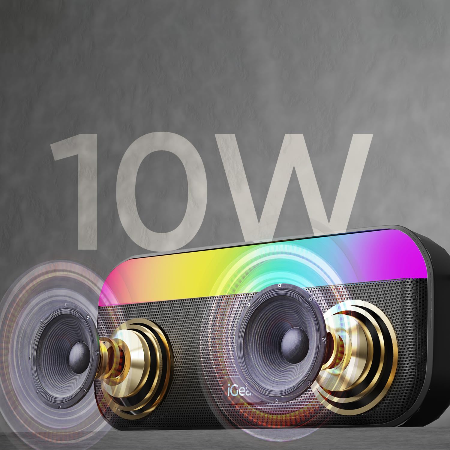iGear Pulse 10W Mega Bass Speaker with RGB Lights, 3-Hour Playtime, TWS Function, Travel Loop , Multi-Connectivity Black - Image 5