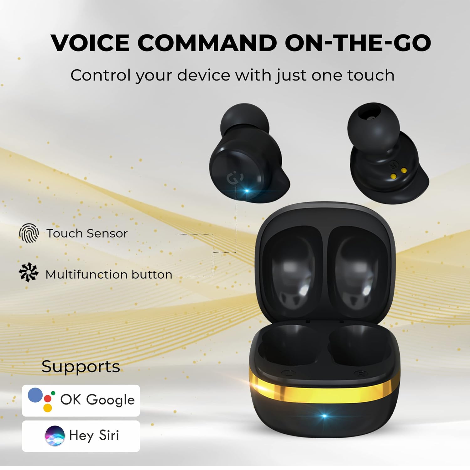 iGear Mini Bluetooth Truly Wireless in-Ear Earbuds Mic, Noise Isolation, IPX4 Dust Water Resistance, Heavy Bass, Type-C Charging, Touch Control Black - Image 4