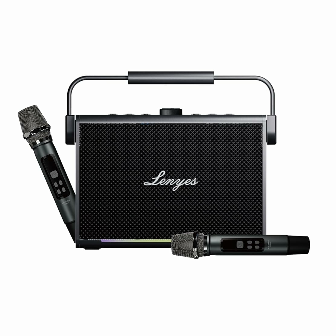 Lenyes Titan 2 Bluetooth Party Speaker, 200W Peak, 2 Wireless UHF Mics, RGB Lights, TWS Stereo, IPX6 Waterproof, 20000mAh Battery, AUX/USB/TF/OTG - Image 1