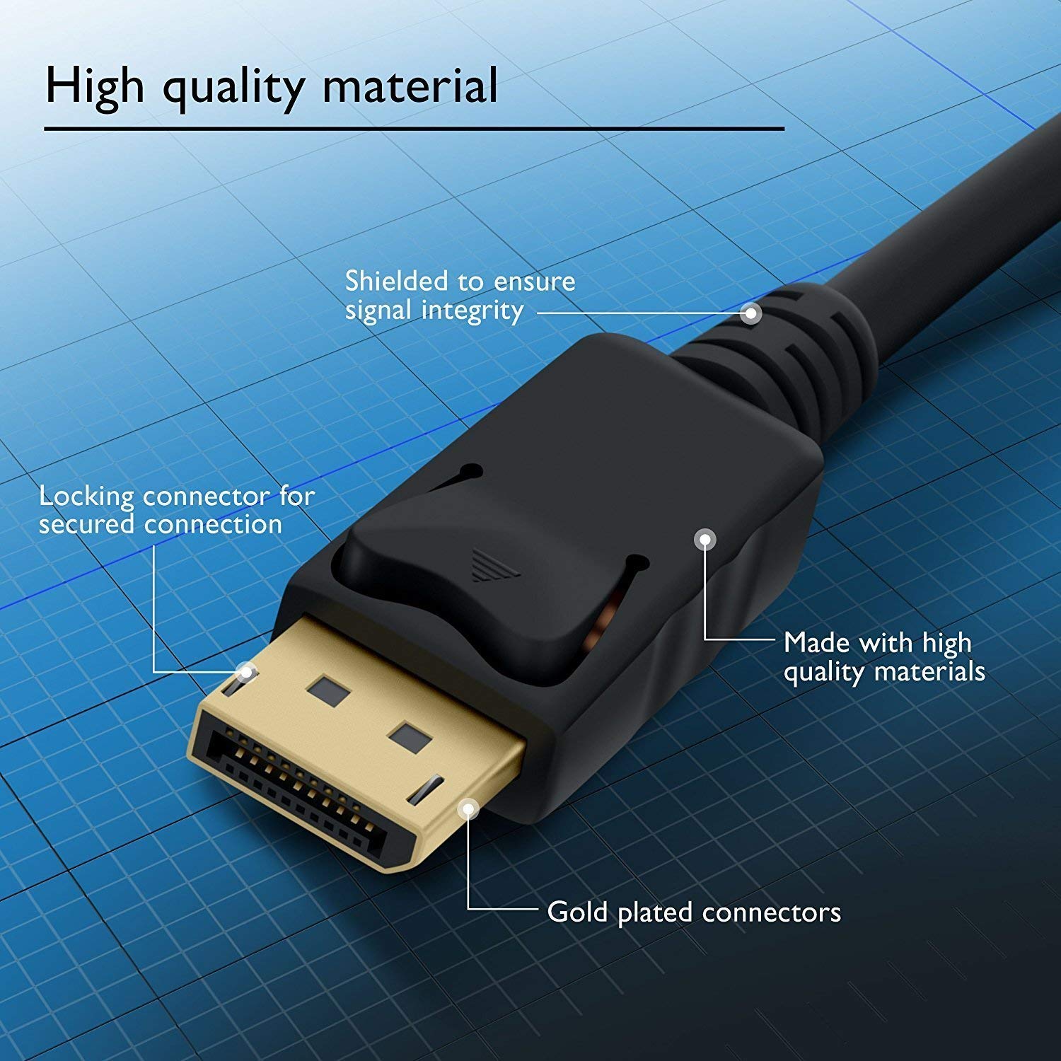 DisplayPort DP to DP Cable Male to Male 4K Resolution Ready 1.5 Meters Not HDMI Black - Image 1
