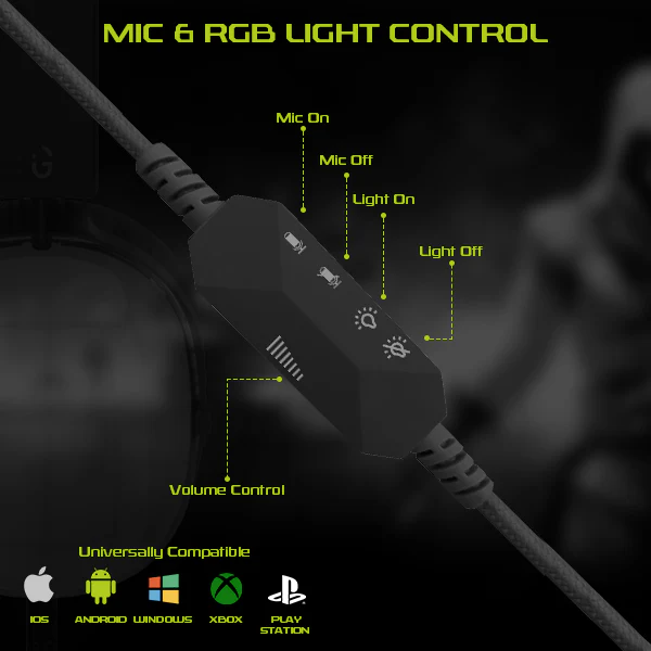 iGear Falcon Wired Gaming Headphone with ANC, RGB,  360° Mic, 50mm Audio Driver, Multi Jack 2m, iOS,Android,Windows,Xbox,Playstation - Image 7