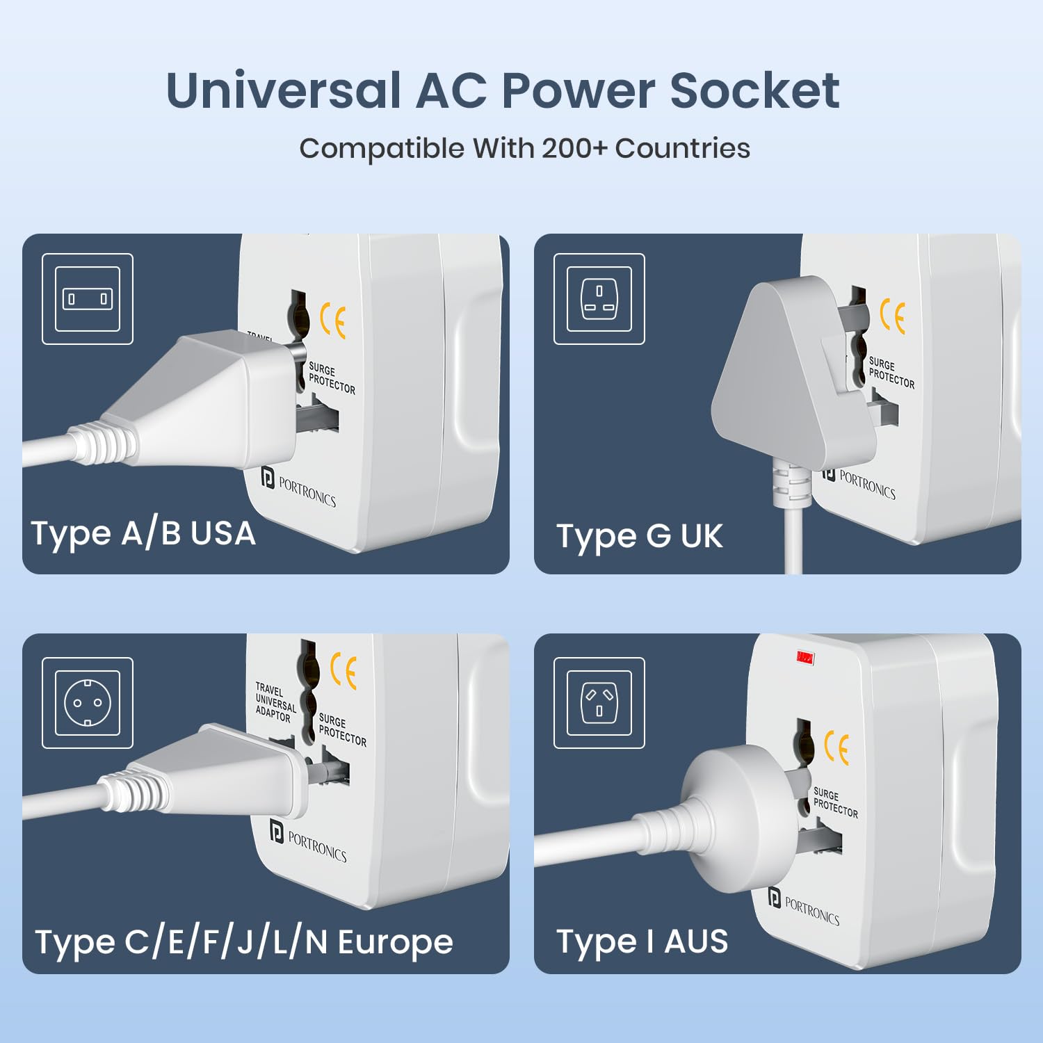 Portronics POR3143 Juicemate Go Universal Travel Adapter with 6A AC Socket Output,Universal AC White - Image 3