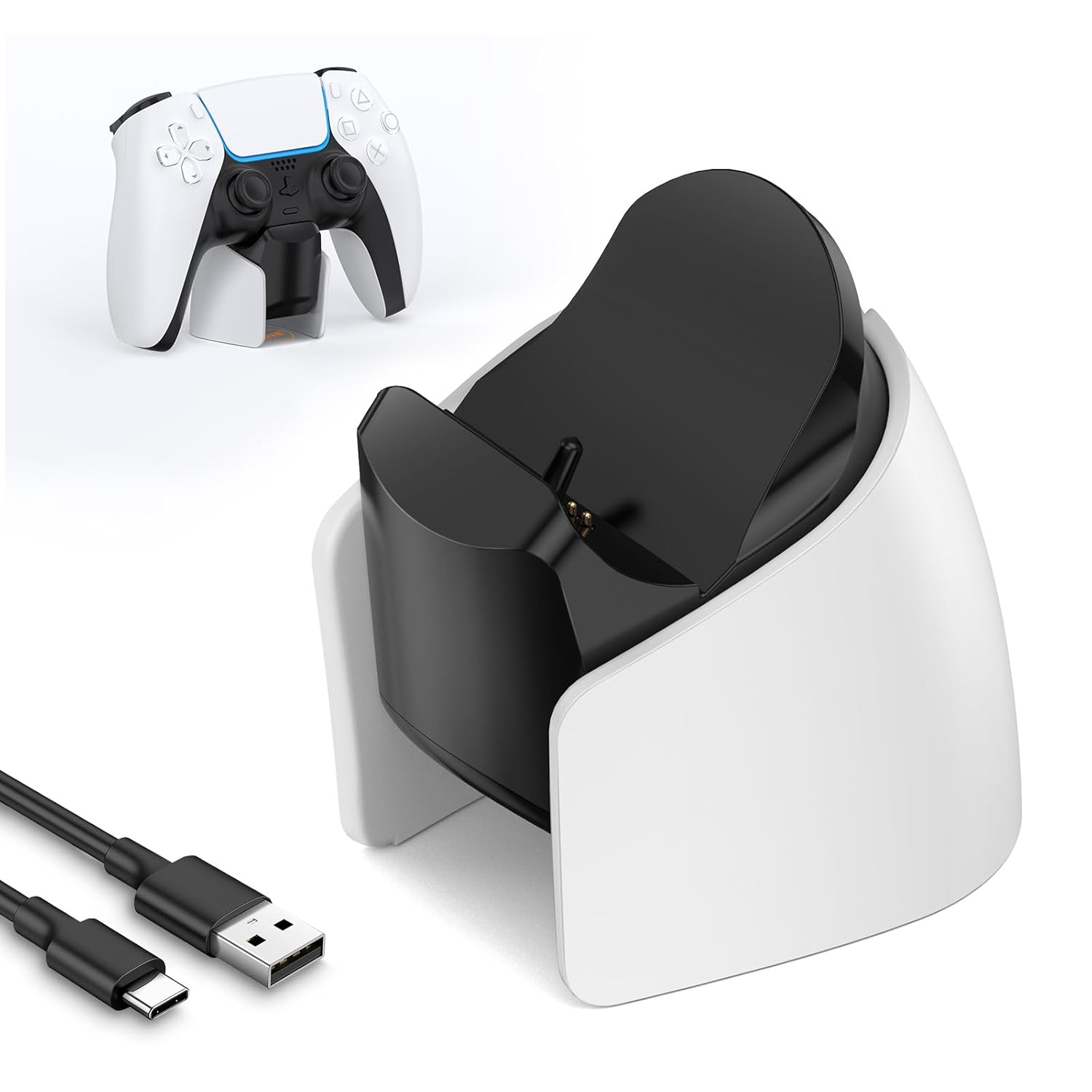 IINE L962 Fast USB charging station for PS5 DualSense And Edge controllers,Controller charging station with charging indicator and charging cable - Image 1