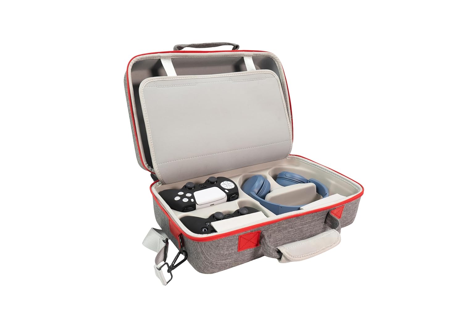 PS5 Slim Carrying Travel case Console Gamepad Controller Headphone Travel Bag, Playstation 5 Slim Accessories Grey - Image 4