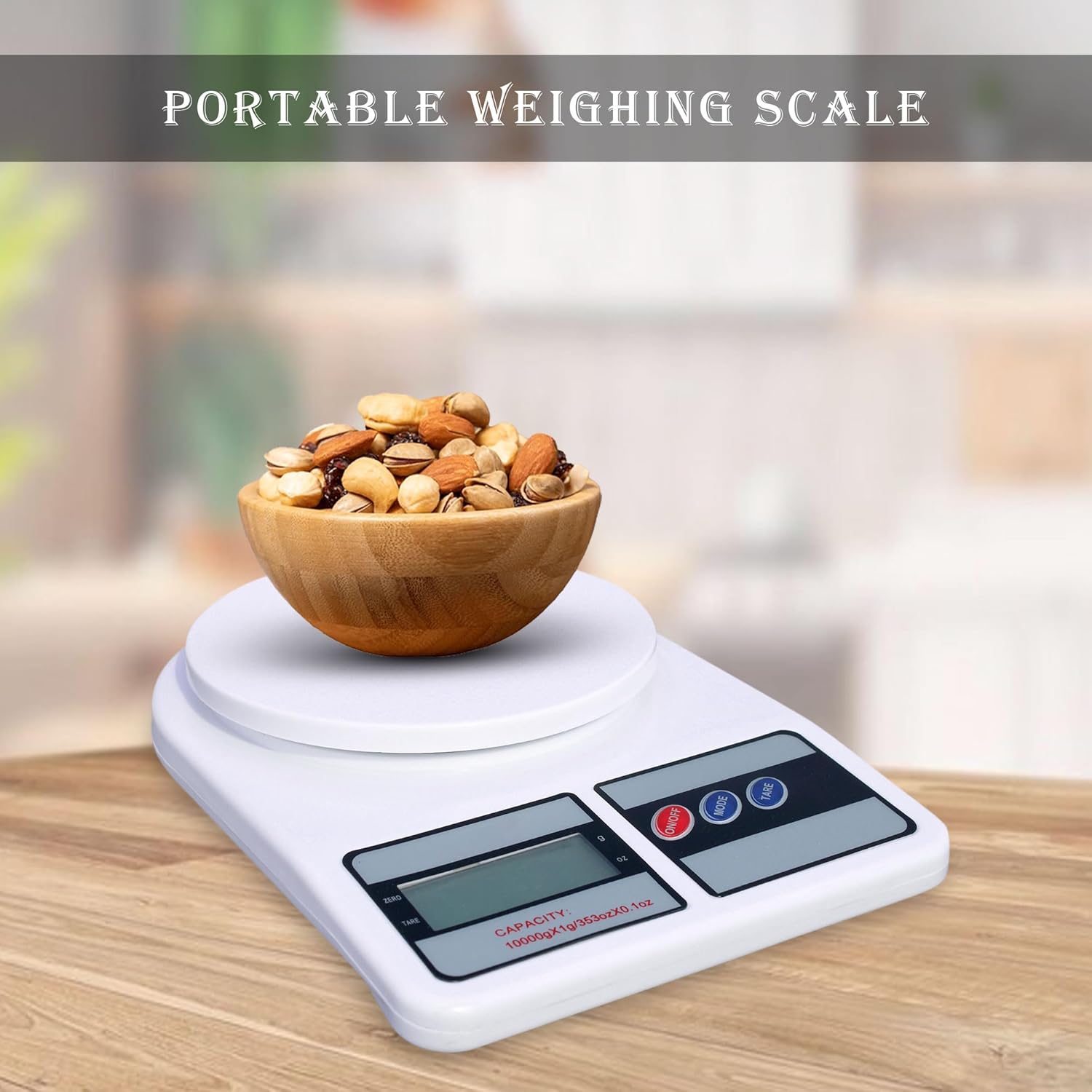 Digital Kitchen Weighing Scale, 10Kg x 1g Precision, Food Scale with LCD Display for Cooking, Baking, Meal Prep And Healthy Diet White - Image 2