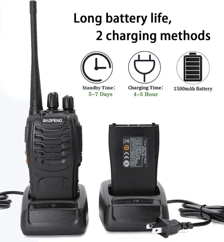 Baofeng Walkie Talkies BF-888S Rechargeable Two-Way Radios 16CH 400-470MHZ Long Range WTO1 Walkie Talkie Black - Image 5