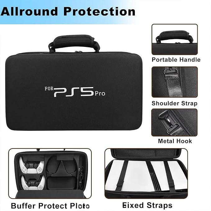 PS5 PRO Travel Hard Carrying Case For Disc & Digital Edition Black - Image 6