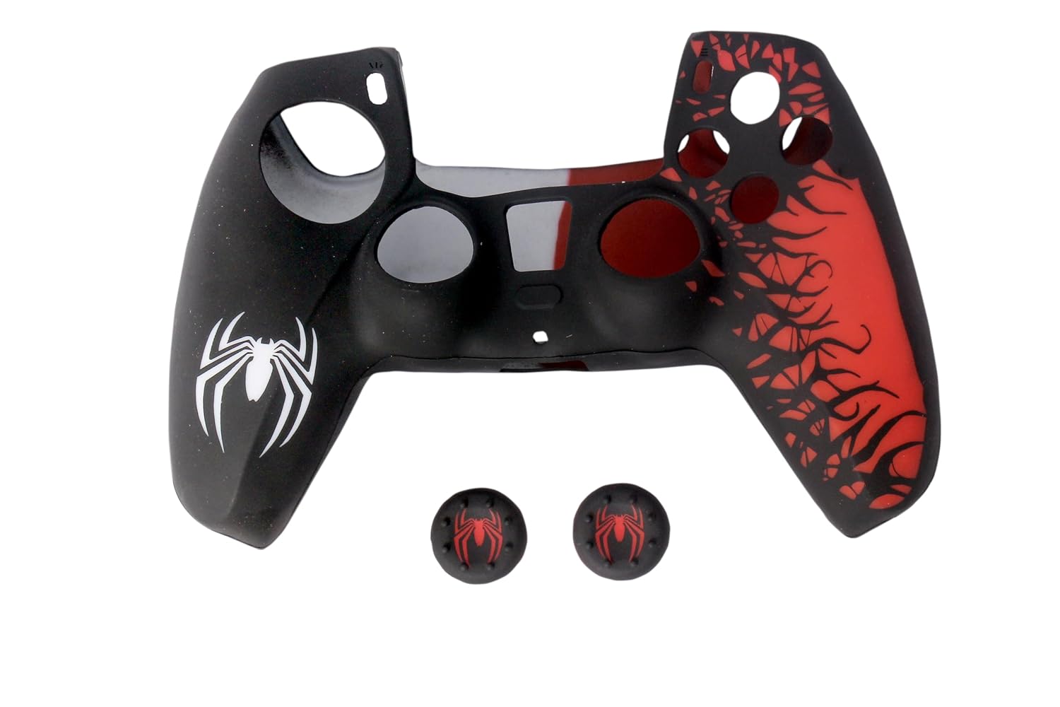 PS5 Controller Silicone cover Spiderman 2 edition with 2 x Spider Icon Thumb Grip White/Red - Image 4