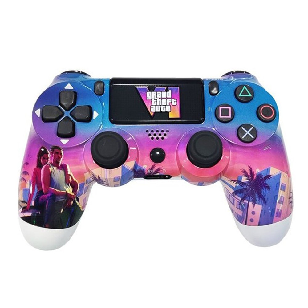 Playx GTA 5  Themed Bluetooth Wireless P4 Gaming Controller For PS4/PS4 Pro/PS4 Slim/PC/Smartphone, Dual Vibration, Turbo, Touchpad, Compatible with PS5 - Image 1