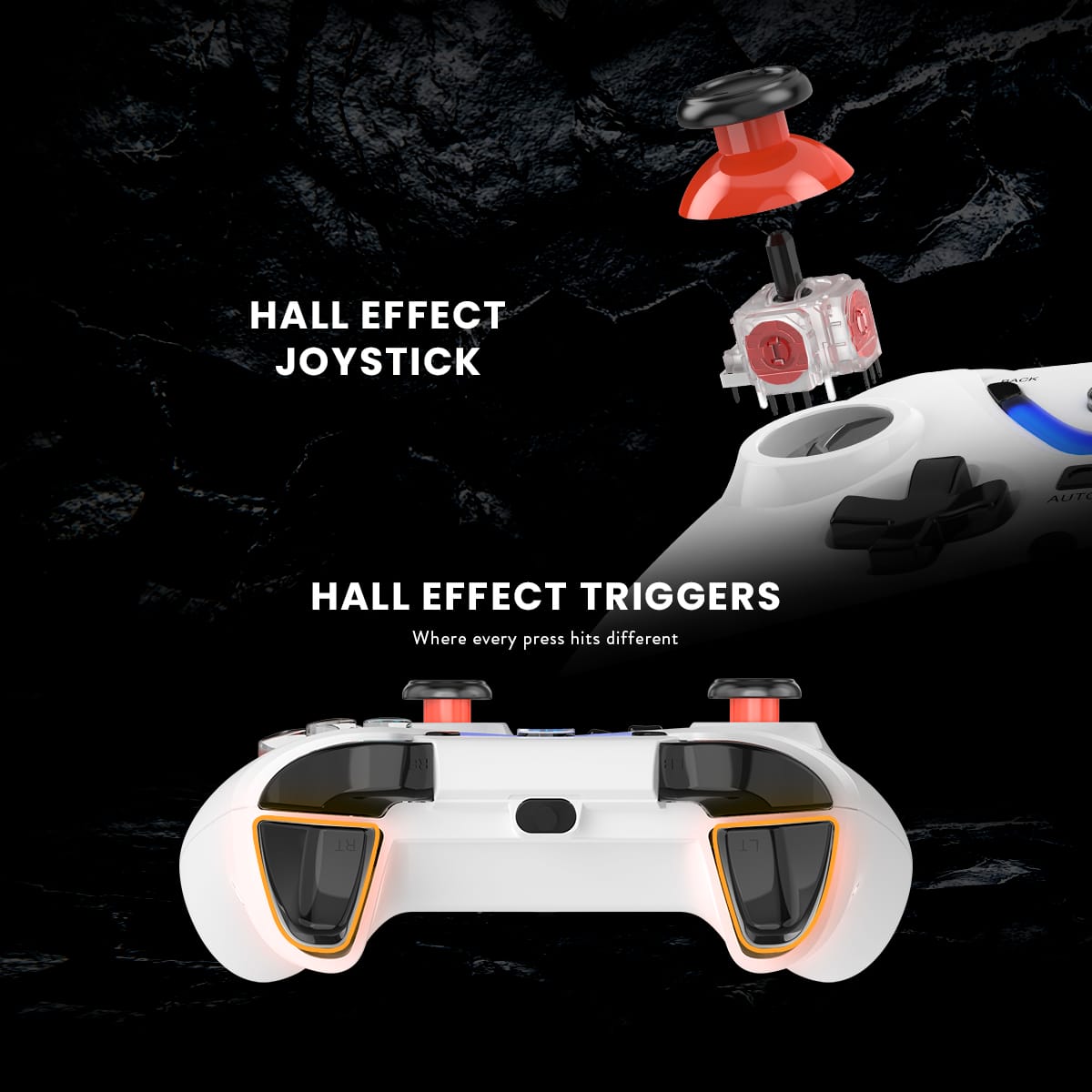 Cosmic Byte ARES Wired Controller for PC, Magnetic Triggers, Upgraded Hall Effect Joysticks, Dual Vibration, Backlit LED Buttons White - Image 2