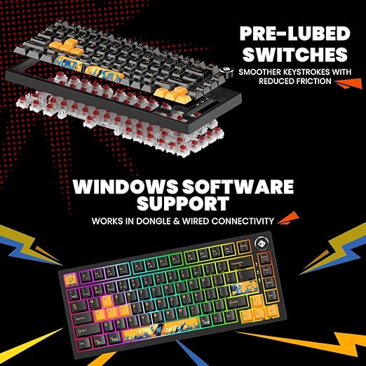 Cosmic Byte Phantom TKL Tri- Mode 2.4GHz + Bluetooth + Wired 5-PIN Hot Swap Mechanical Keyboard Black - Image 2