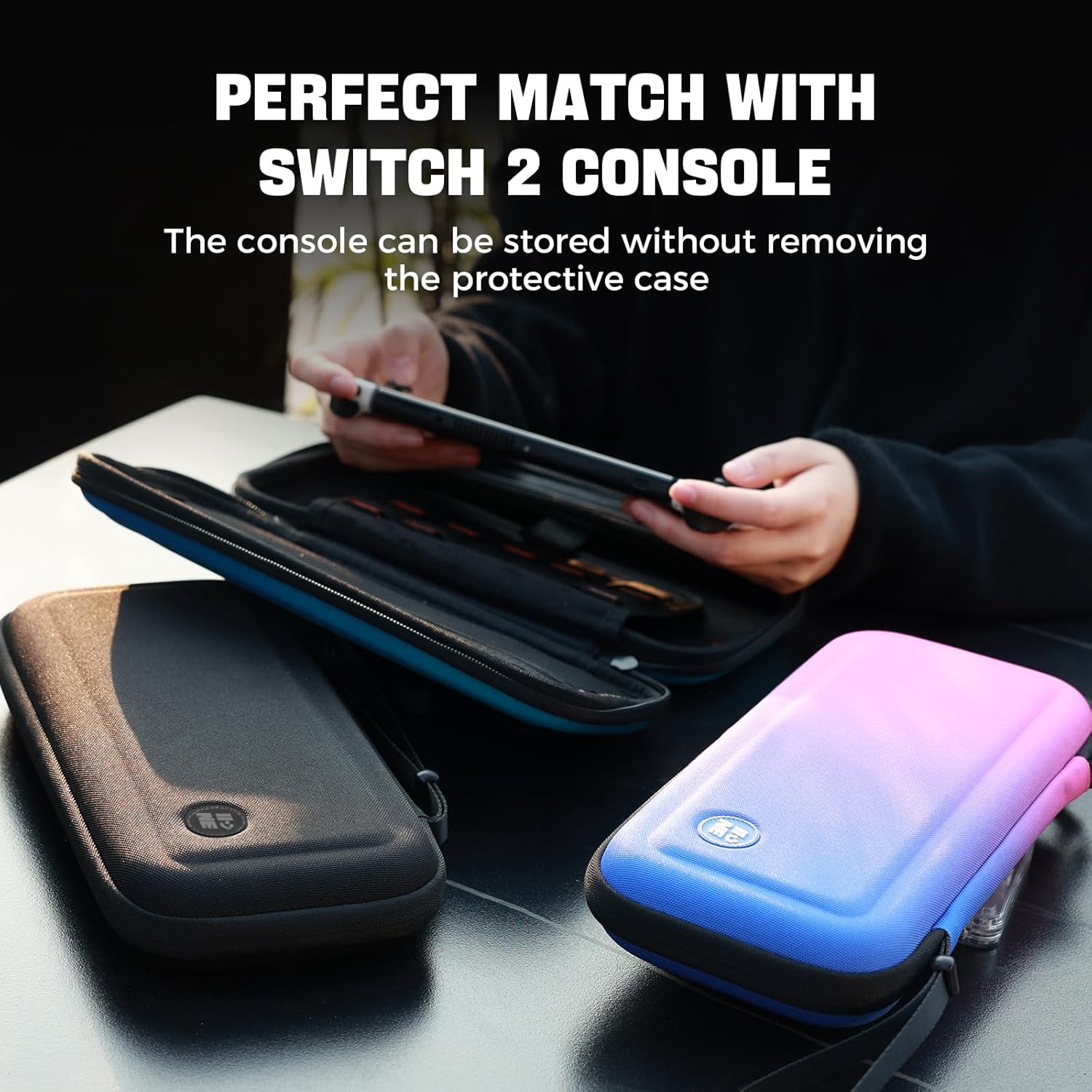 IINE Carry Case for Switch 2 Console, Protective Hard Shell Travel Storage Pouch with Mesh Bag, Durable Protective Bag Switch 2 Accessories EVA Case, BLACK L1066 - Image 8