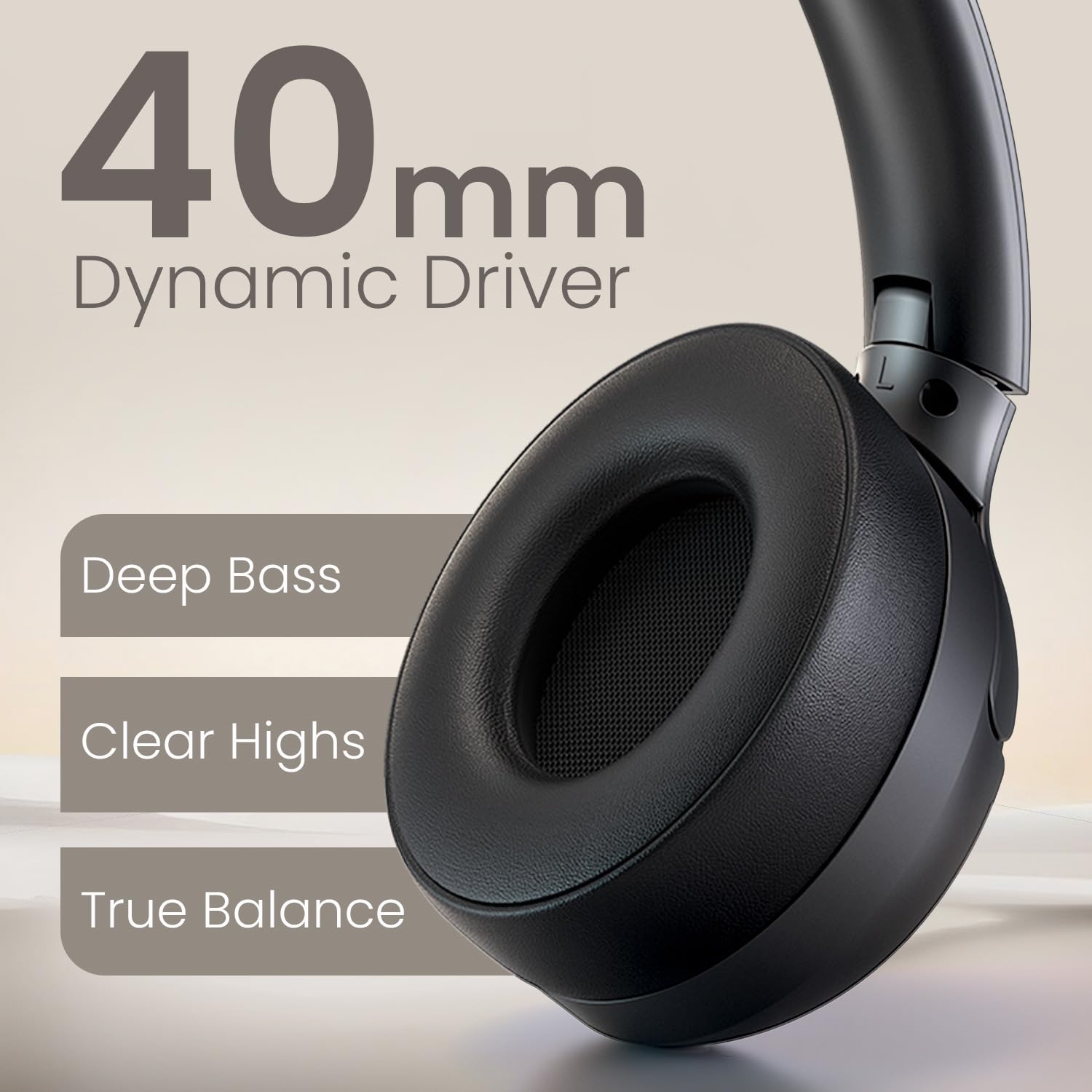 Portronics POR 3415 Muffs M8 ANC Wireless Over Ear Headphones Upto 50 Hours, Foldable, Powerful Bass, 40mm Driver, HD Mic, Low Latency,BT 5.4v, Black - Image 6