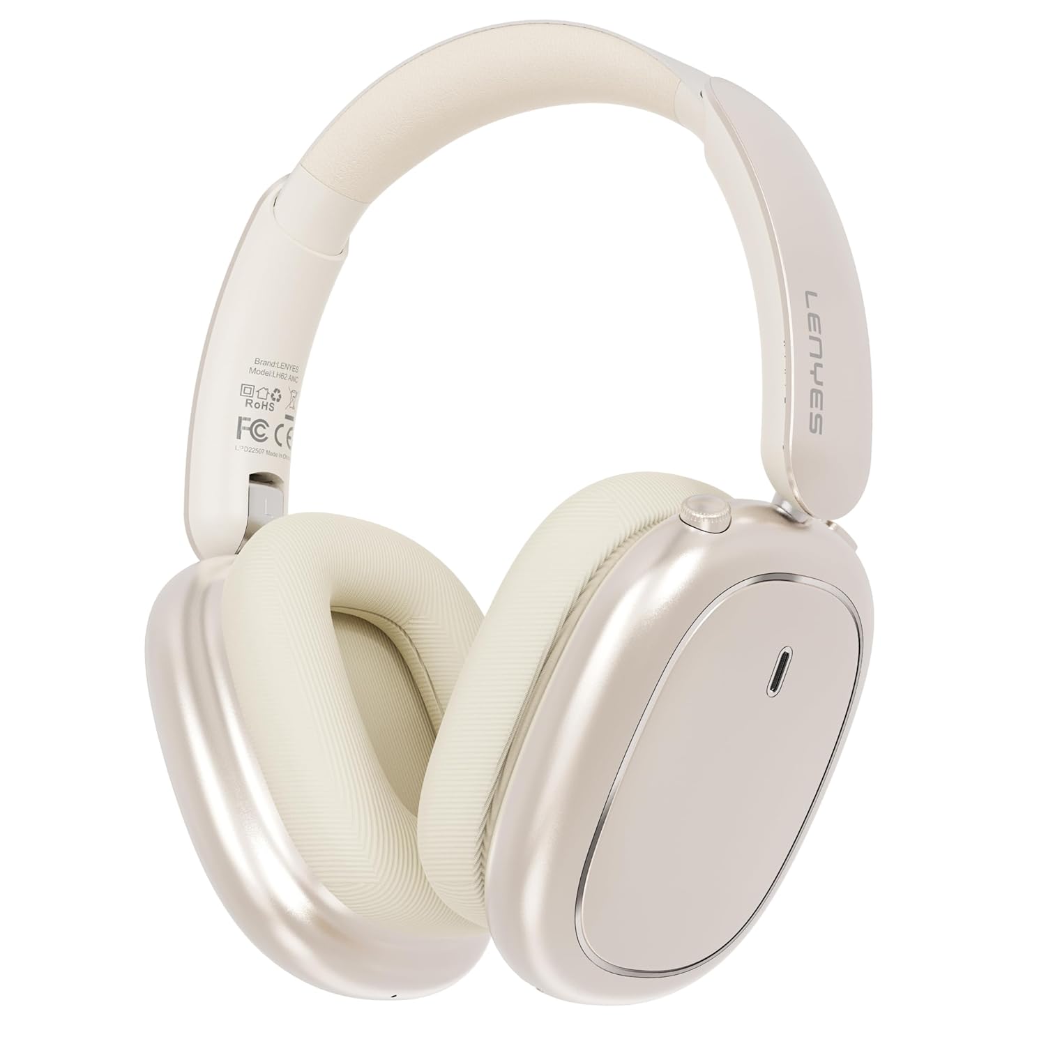 Lenyes LH62 ANC Noise Cancelling Headphones, Bluetooth 6.0, 40mm Drivers, 32Hr Battery, 180Hr Standby, Foldable, Game and Music Mode, Audio App Silver - Image 1