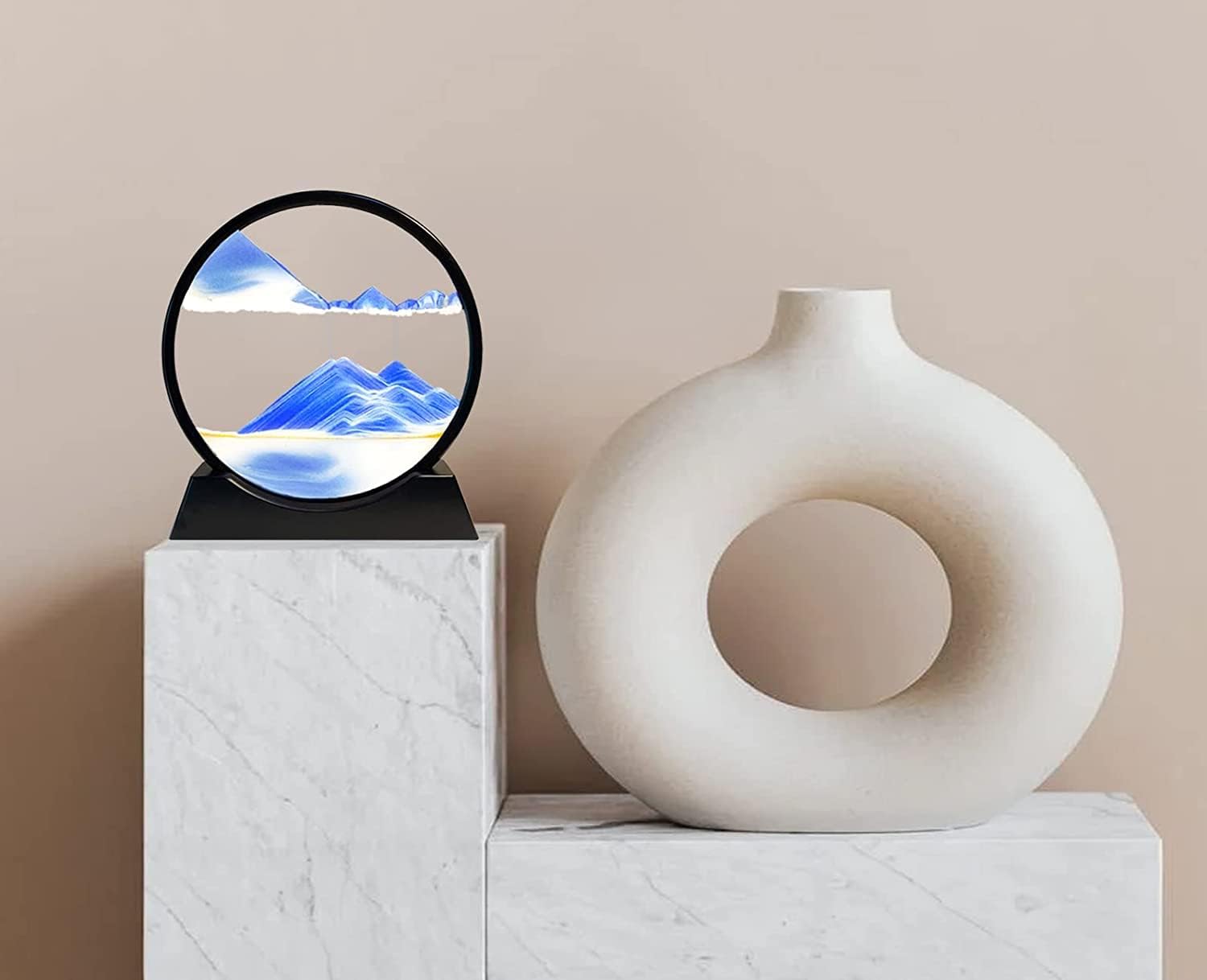 3D Moving Sand Art Picture Glass Liquid Painting Natural Landscape Showpieces for Home Decor, Antique Gifts for Kids, Office Desktop Decoration Blue - Image 8