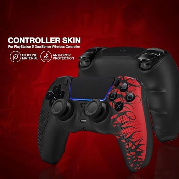 Spiderman theme Silicone Case for PS 5 Controller With 2 Thum Caps & Touch Pad Skin - Image 4