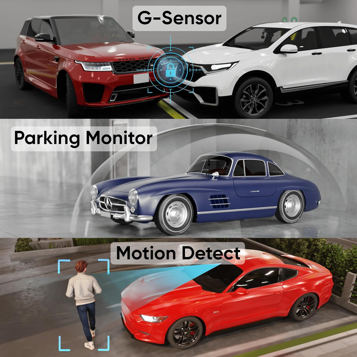 iGear VueCam Full HD 1080P Car Dash Cam, Front Rear Recording, 2.2" LCD, G-Sensor, Parking Mode, Motion Detection, Loop Recording, Wi-Fi App Control - Image 6