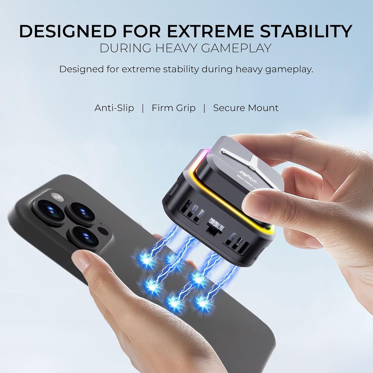 Digitek DCF 001  Magnetic Smartphone Cooler Fan with Built-In Battery, RGB Light Effects, Type-C Charging, for Mobile Gaming - Image 5