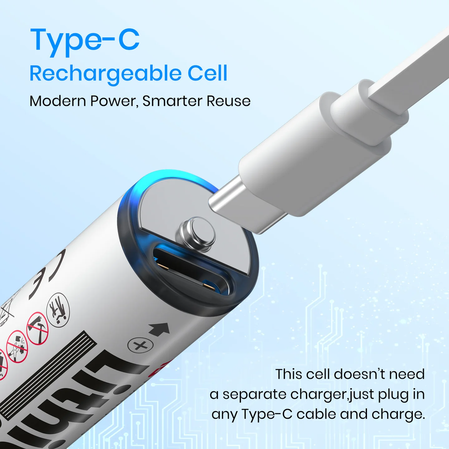 Portronics POR2509 AA Lithius Type C Rechargeable Batteries, Pack of 2, Lithium Ion Cell Composition, Upto 1480mAh Capacity, Low Self Discharge, No Separate Charger Required White - Image 6
