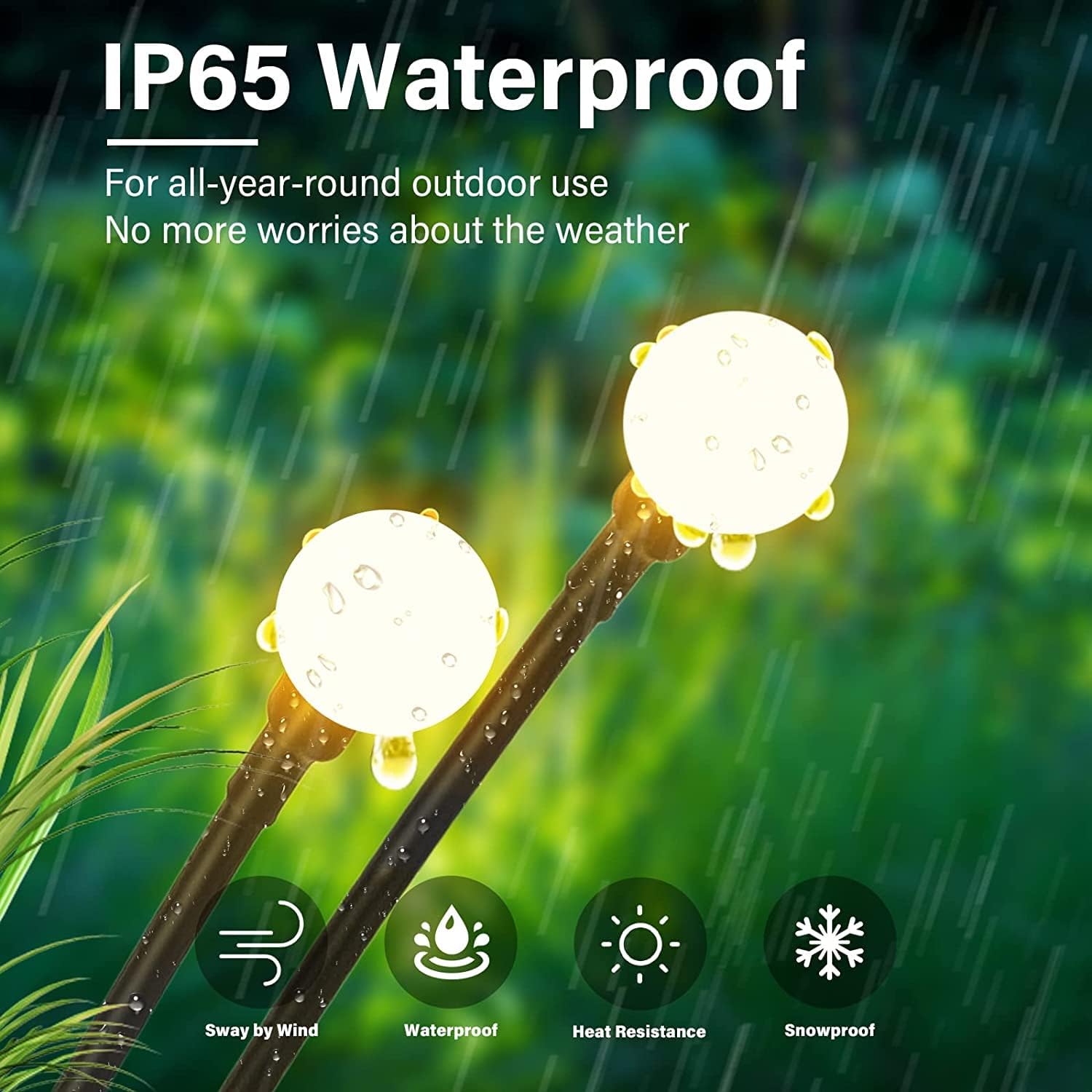 Solar Firefly Outdoor Waterproof Lights 2 x 8 LED Solar Powered Firefly Starburst Swaying Light Decorative Garden Stake Lights for Path Walkway Yard - Image 2