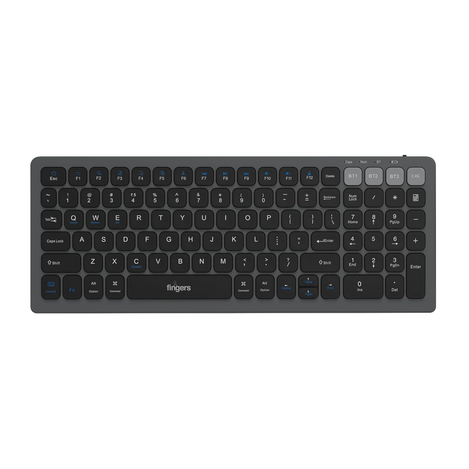 FINGERS ComboRegal-D4 Wireless Deskset Slim Design, X-Scissor Keys Laptop-Style Typing, Dual Mode USB + Bluetooth, Rechargeable Type-C, 1600 DPI And Multi-Device Compatible Carbon Grey - Image 2