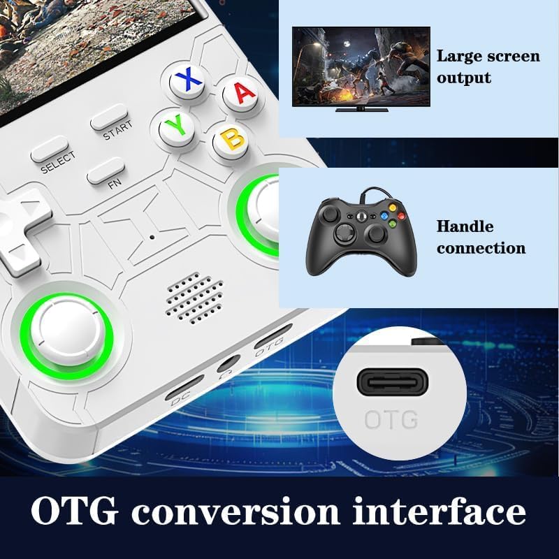 R36 Ultra Retro Handheld Game Console, with 64G Built-in 20000+ Games, 3000mAh Rechargeable, Support 20+ Simulators, Linux System, 4.0 Inch IPS Screen Portable Pocket Arcade with RGB Light Blue - Image 4