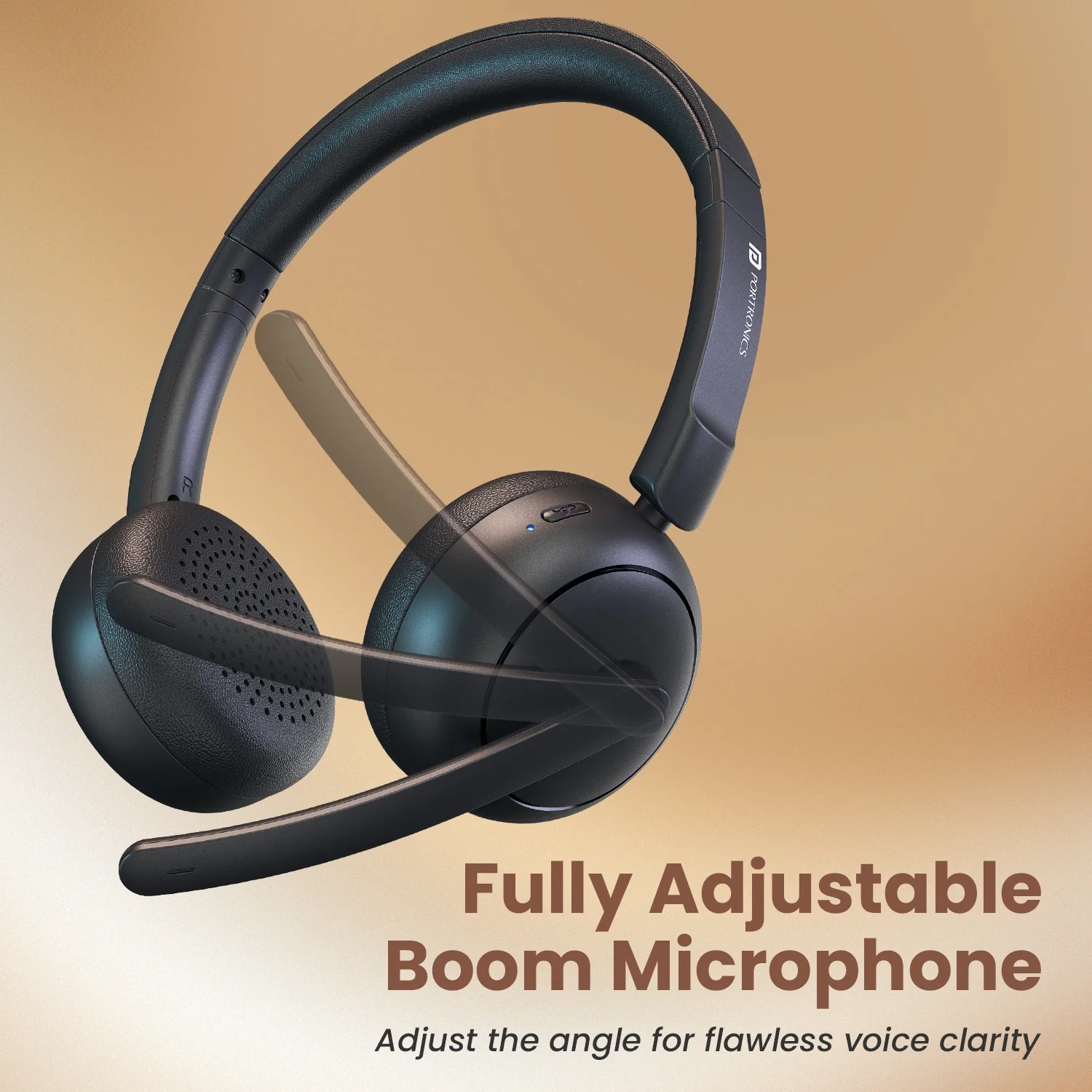 Portronics POR 3418 Muffs A3 ENC Upto 50 Hours Playtime | Bluetooth Version 6.0 | Adjustable Headband | Type C Fast Charging Black - Image 5